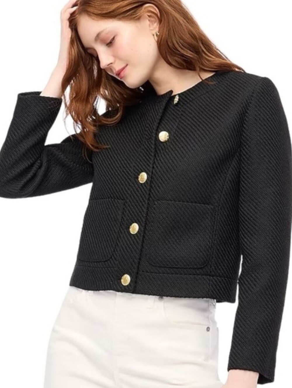 J.Crew Lady jacket in textured tweed Black Large